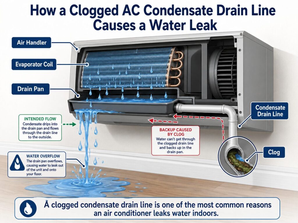 diagram of a leaking ac unit